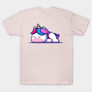 Cute Unicorn Sleeping Cartoon T-Shirt